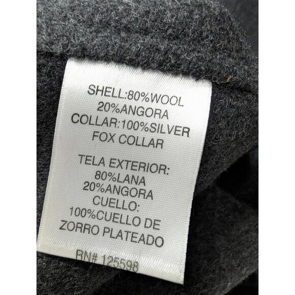 Ellen Tracy Gray Wool Angora Coat Jacket Removable Silver Fox Collar Size 8 - Picture 5 of 6